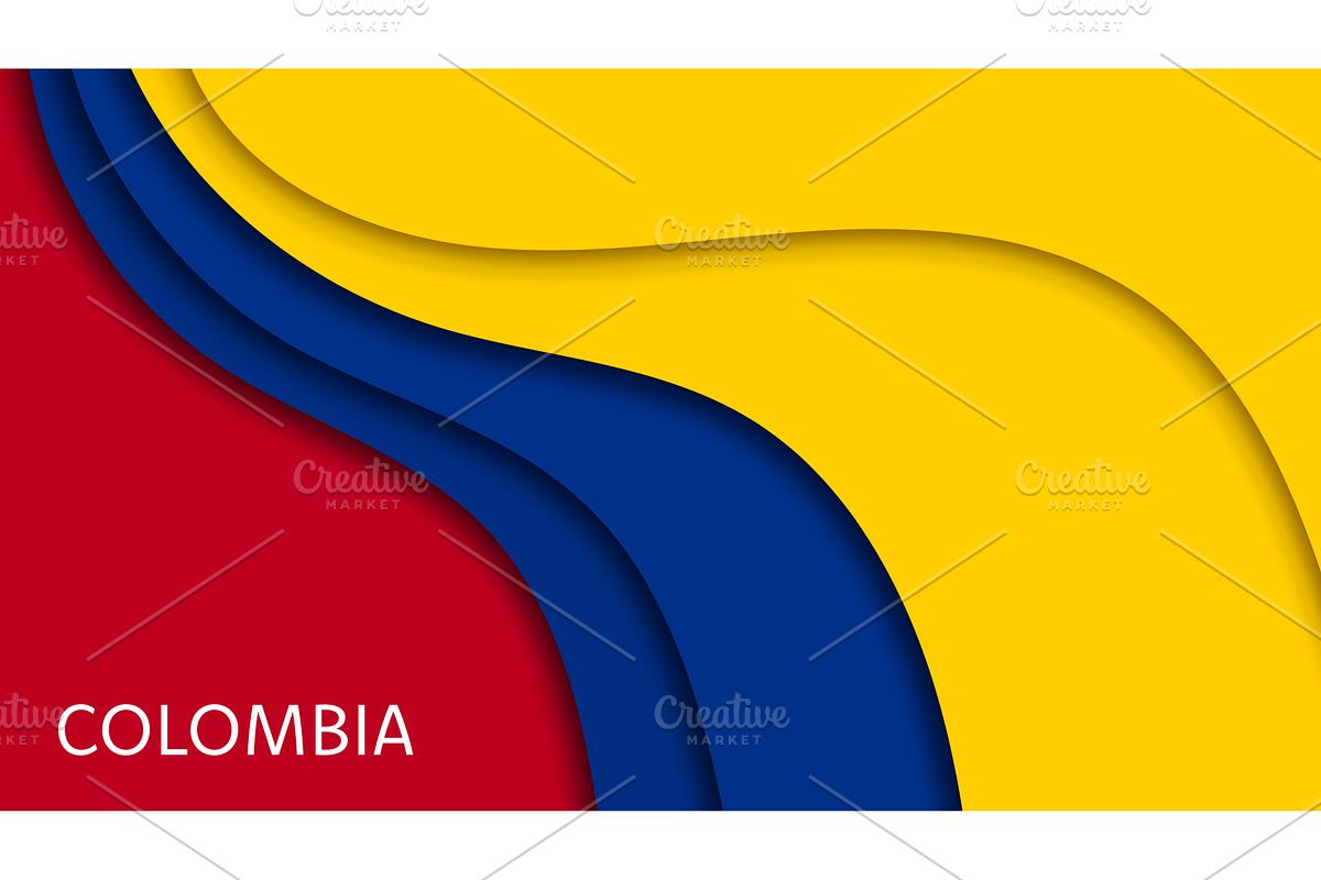 20 July paper cut flag of Colombia, an Object Illustration by Vector Tradition