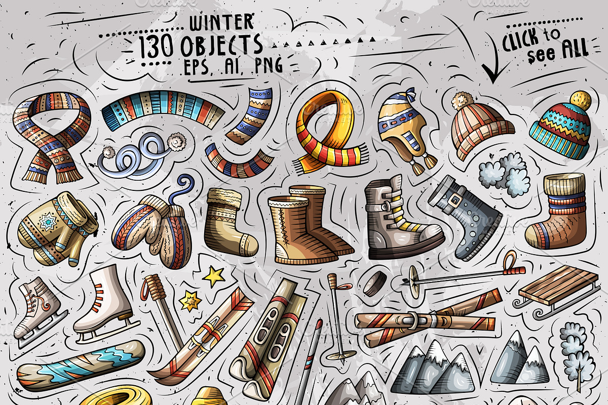 Winter Doodle Big Pack, a Decorative Illustration by BALABOLKA (Photo 10 of 12)