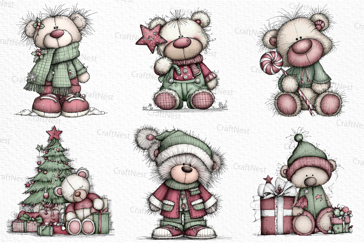 Whimsical Christmas Teddy Bear PNG, an Illustration by Craft Nest (Photo 5 of 6)