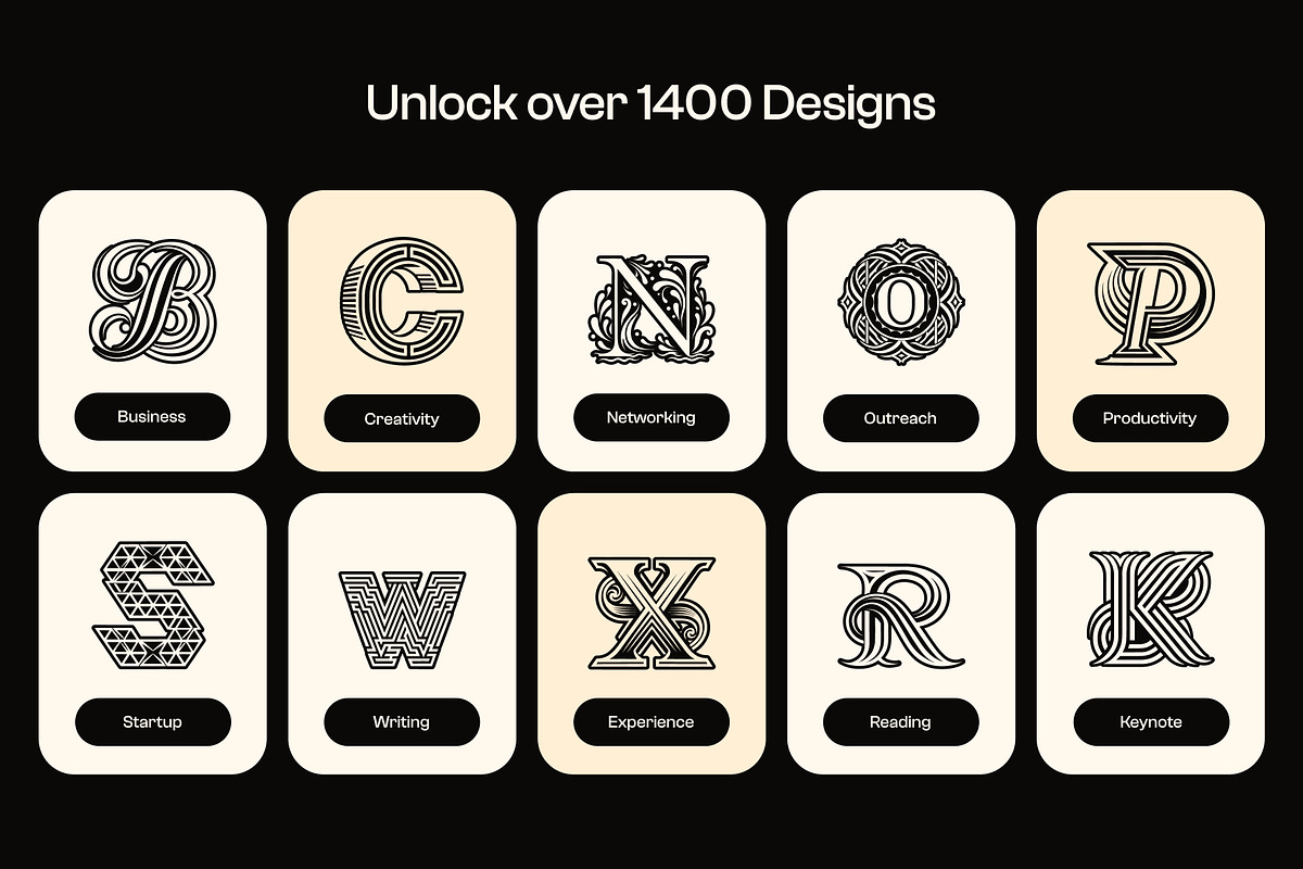 1400 Alphabet Letters Logo, a Solid Icon by Creative Stall (Photo 5 of 34)