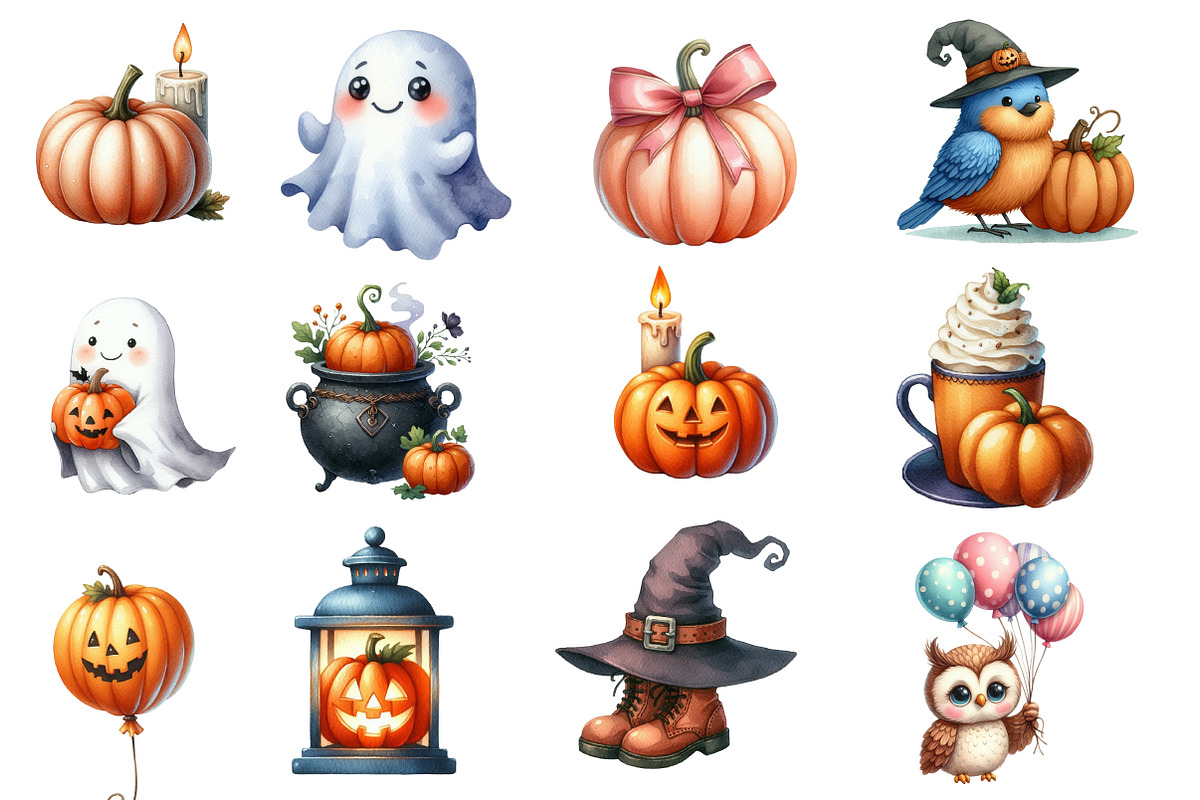 Kawaii Halloween Clipart Bundle, an Illustration by Designworld (Photo 4 of 5)