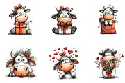 funny peeking valentine cow clipart, an Illustration by CreationArt (Thumbnail 5 of 7)