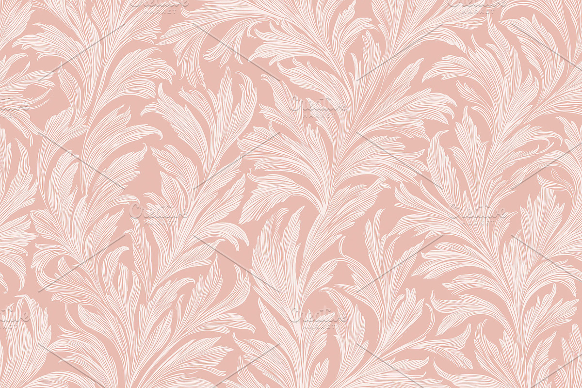 Seamless pattern with stylized acanthus leaves creating a vintag, a Pattern Graphic by Studio ANNA