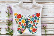 Flower Butterfly Sublimation Design, a Seasonal Illustration by Rose Art (Thumbnail 2 of 4)