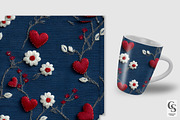 Patriotic Floral Hearts Embroidery, a Pattern Graphic by Creative Store (Thumbnail 2 of 5)