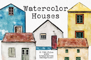 Watercolor icelandic houses