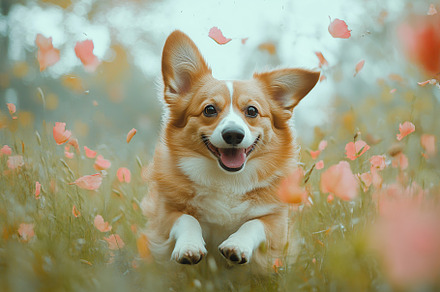 Portrait of a cute corgi dog having fun in a green meadow, an Animal Photo by AlyaAnd