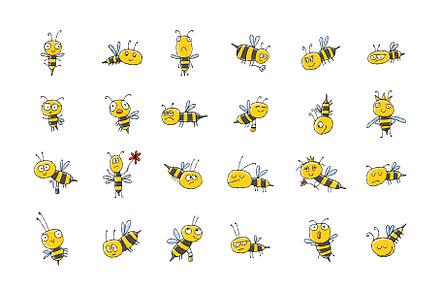 Collection of funny Bee characters