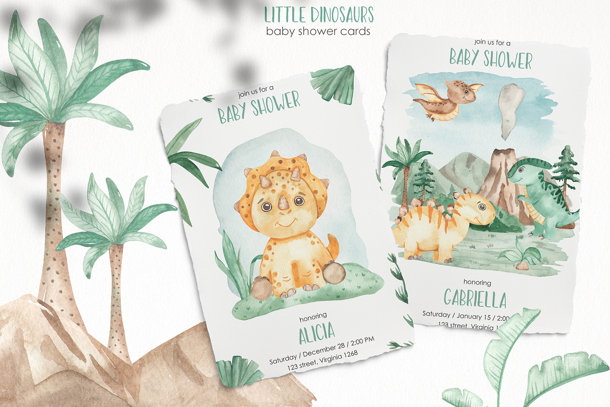 Little dinosaurs watercolor, an Animal Illustration by Marina Ermakova (Photo 7 of 13)