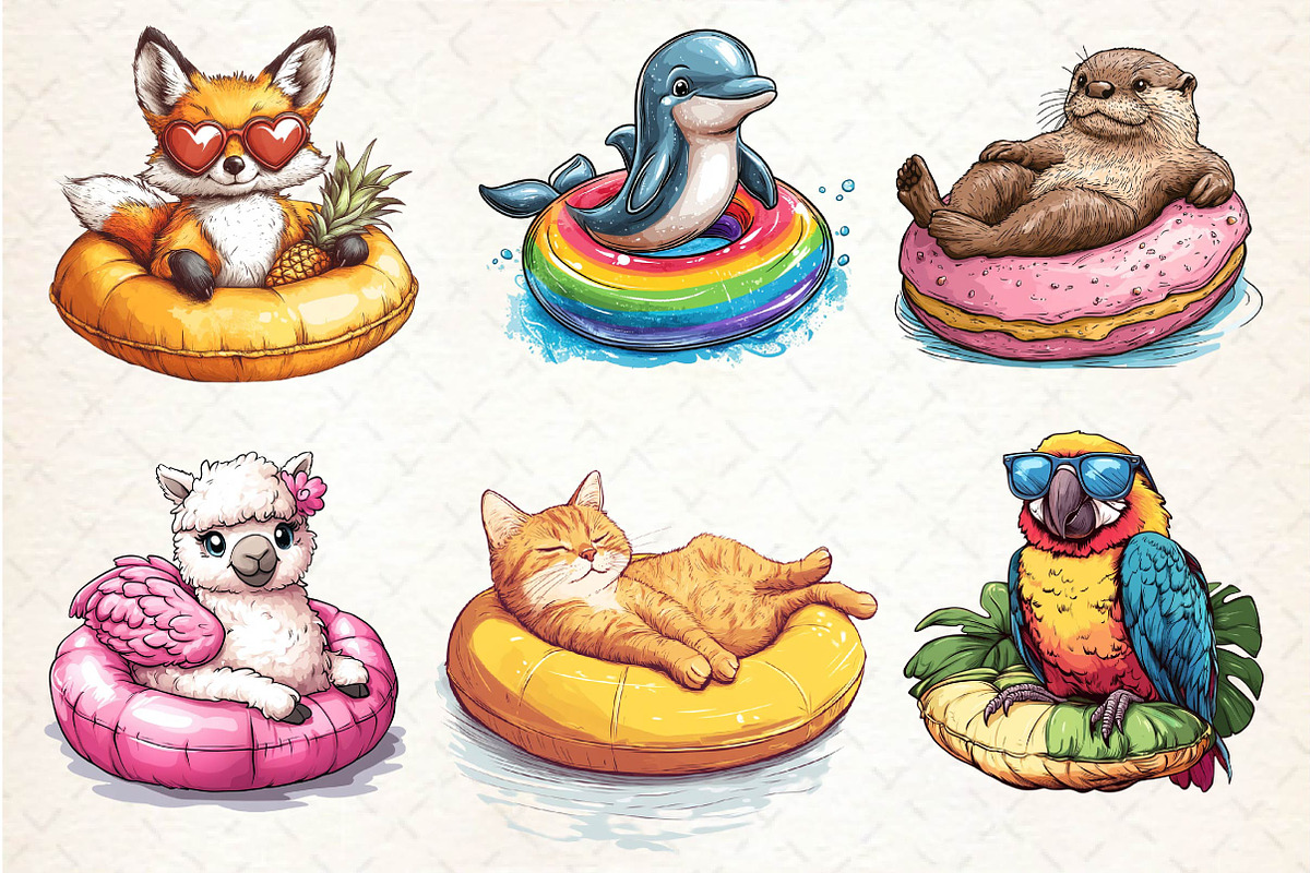 Summer Animals on Float Sublimation, an Illustration by Dream Creation (Photo 5 of 6)