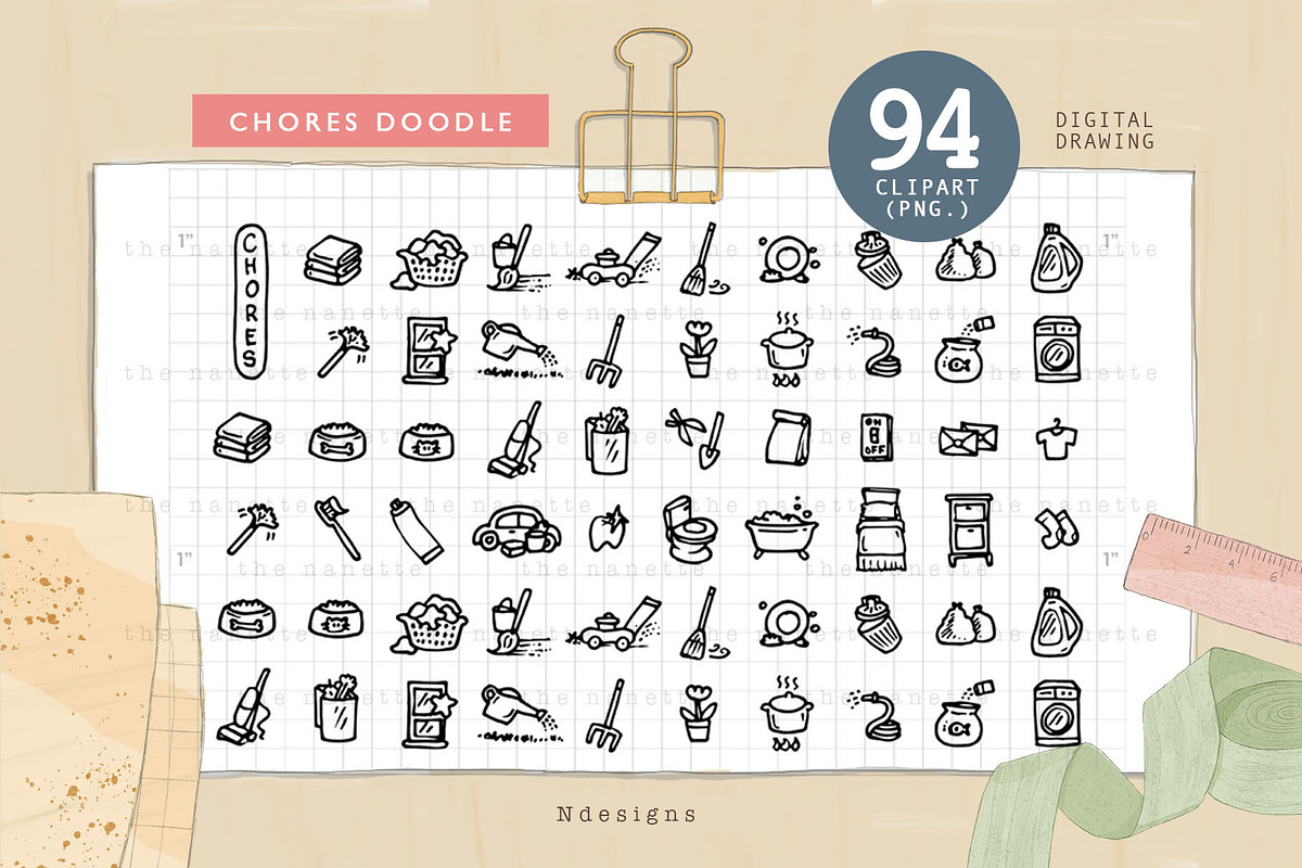 Doodle Drawing Chores, a Food Illustration by NDesigns (Photo 1 of 3)