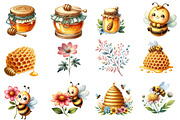 Cute Bee watercolor clipart, an Illustration by Designworld (Thumbnail 4 of 5)