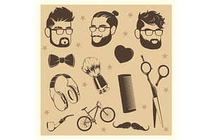 Vector Hipster Elements Set - Male