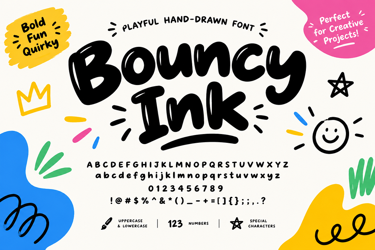 Bouncy Ink - Playful Hand-Drawn Font, a Handwritten Font by brandingpro (Photo 1 of 4)