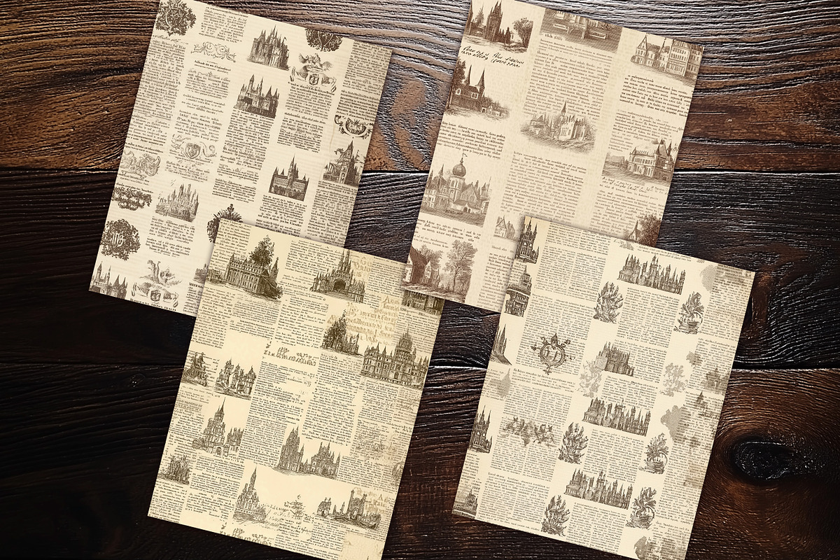 Old World Gazette Scrapbook Papers, a Background Graphic by V Design Creator (Photo 9 of 12)