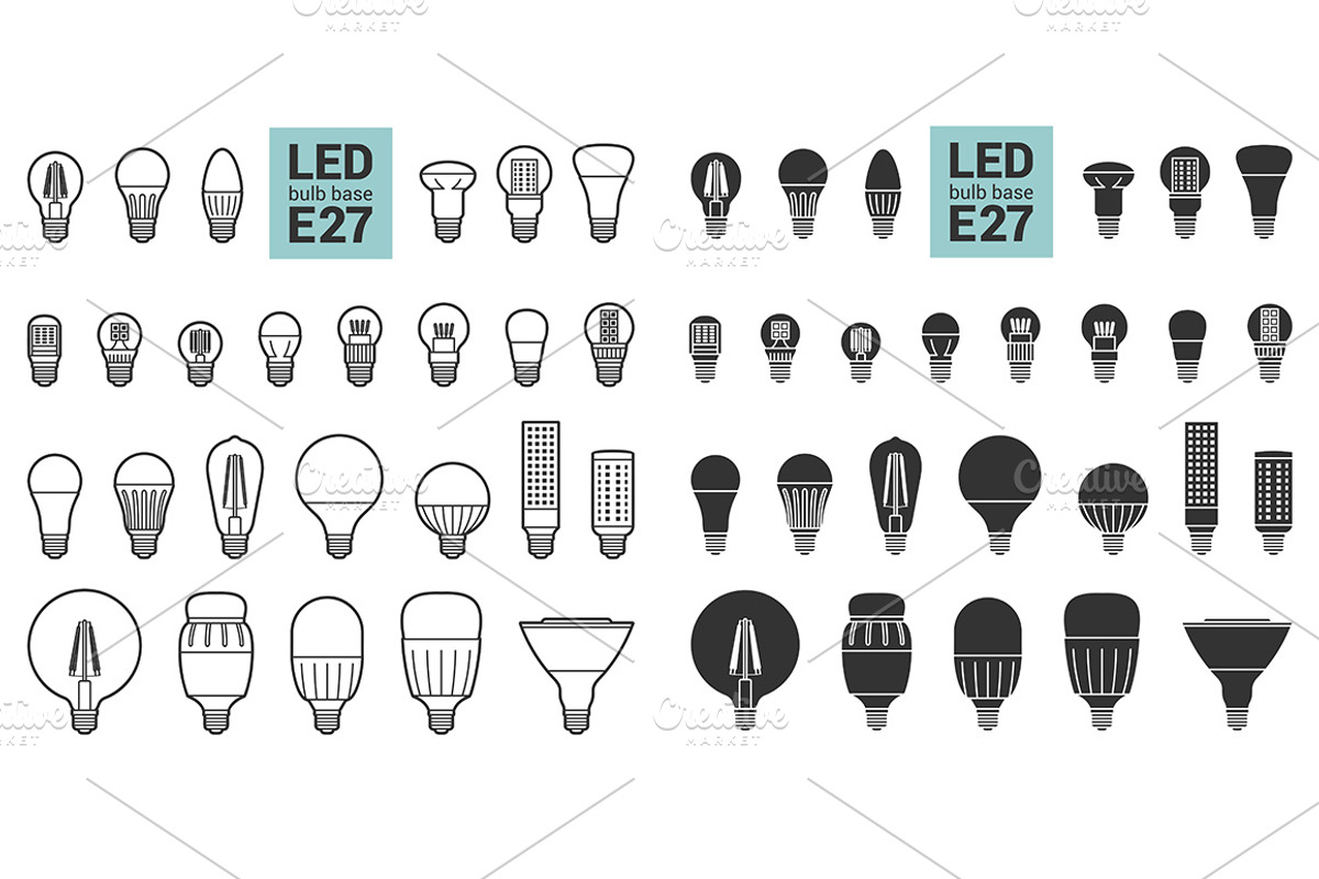LED light bulbs big set, an Outline Icon by Primula`s shop