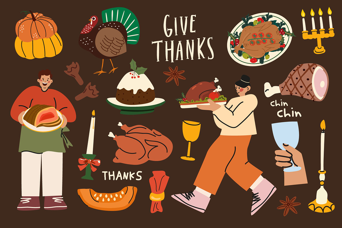 Thanksgiving illustration bundle, a Food Illustration by Luamor (Photo 2 of 9)