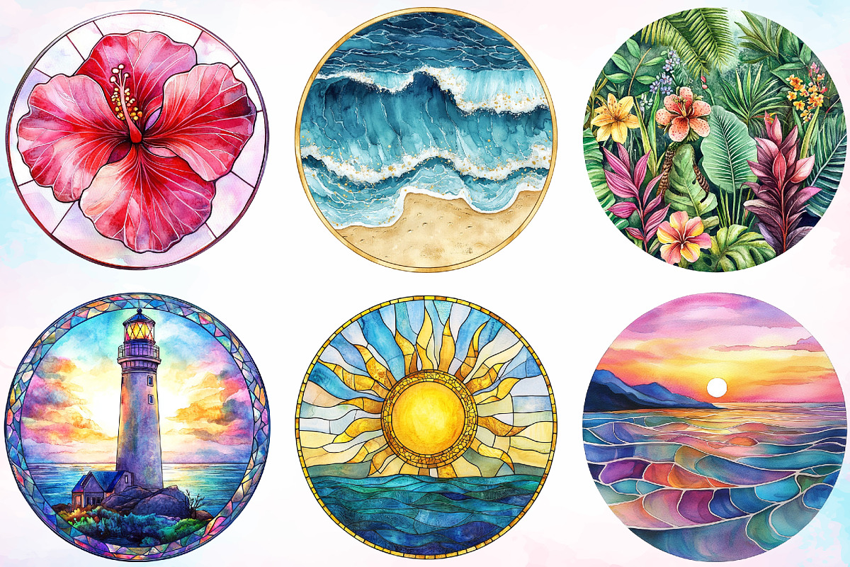 Round Stained Glass Summer, an Illustration by Canvas Craft (Photo 3 of 5)