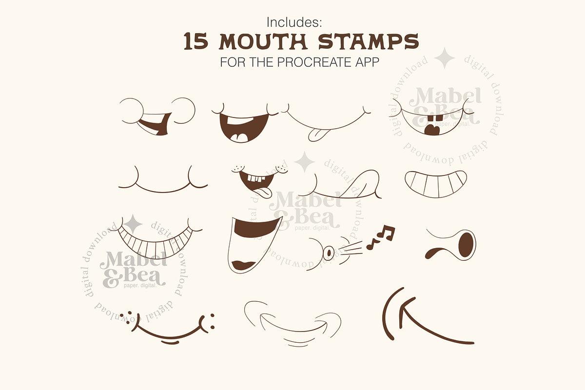 Retro Character Creator Brush Set, a Brush Add-On by Mabel & Bea (Photo 5 of 9)
