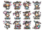 Whimsical Valentine Donkey Clipart, an Illustration by Design Market (Thumbnail 2 of 3)