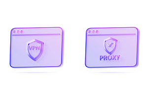 3d set of glass holographic browser, a Technology Illustration by Marozhkastudio