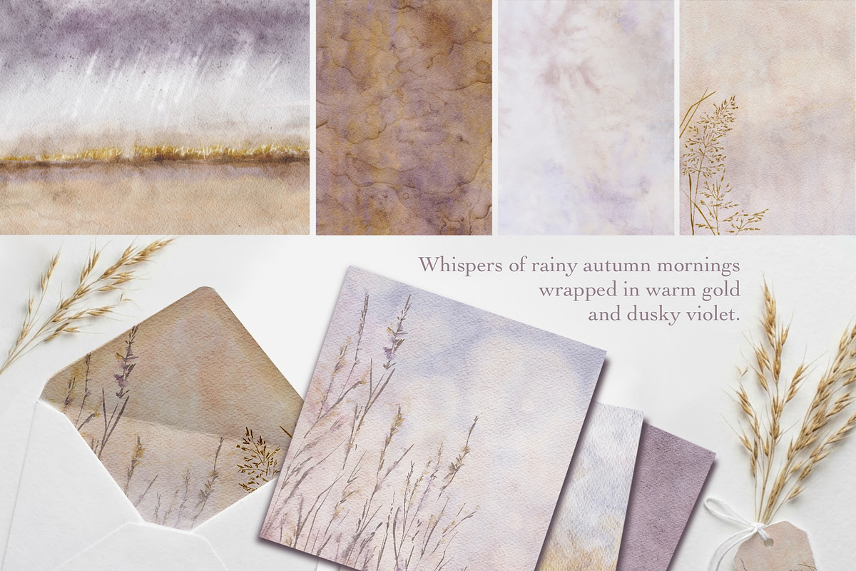 Misty Autumn Watercolor Backgrounds, a Decorative Illustration by Shabbypie (Photo 2 of 4)