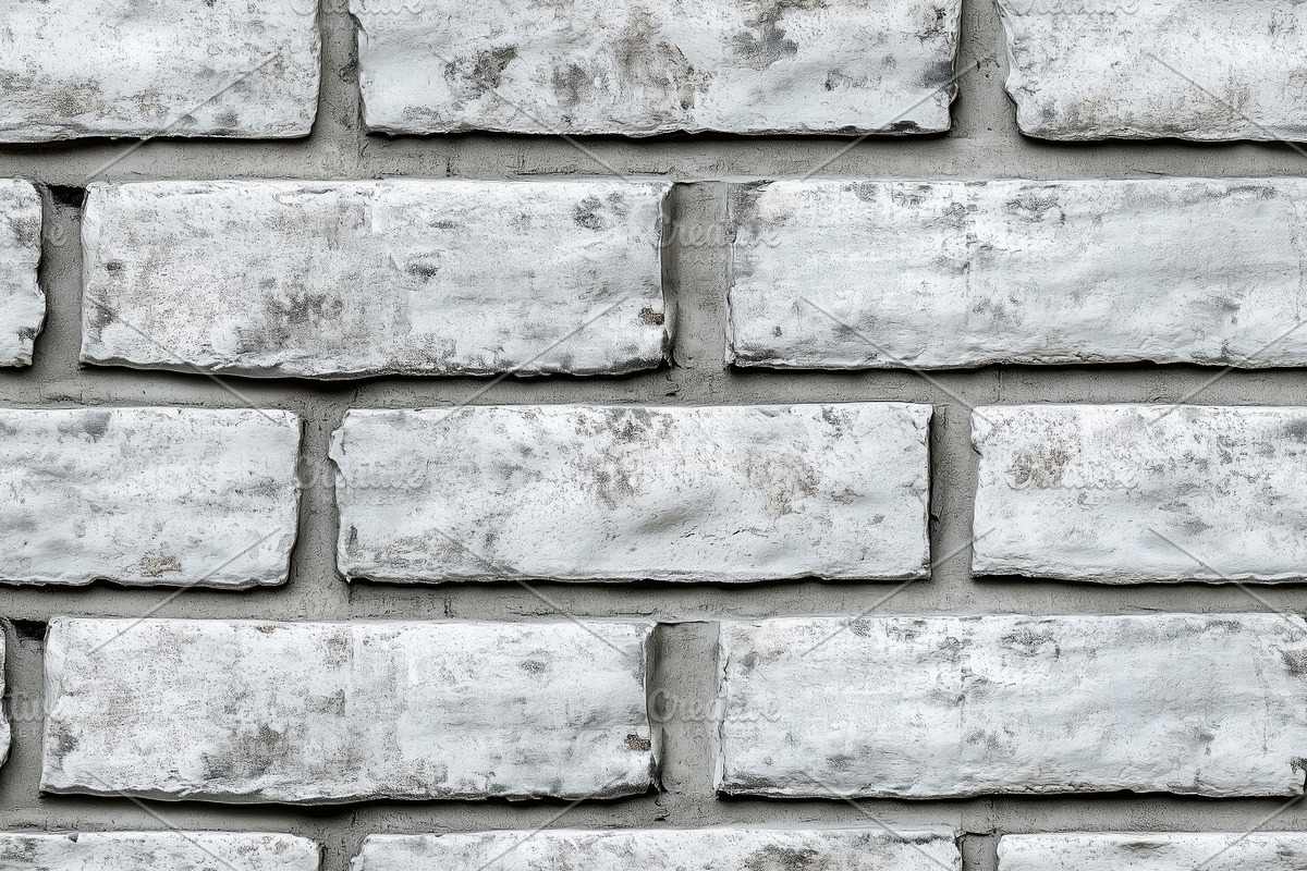 Seamless clean cinder block textured white brick wall with a weathered ...