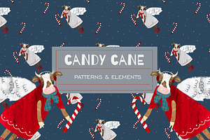 candy cane and cow pattern