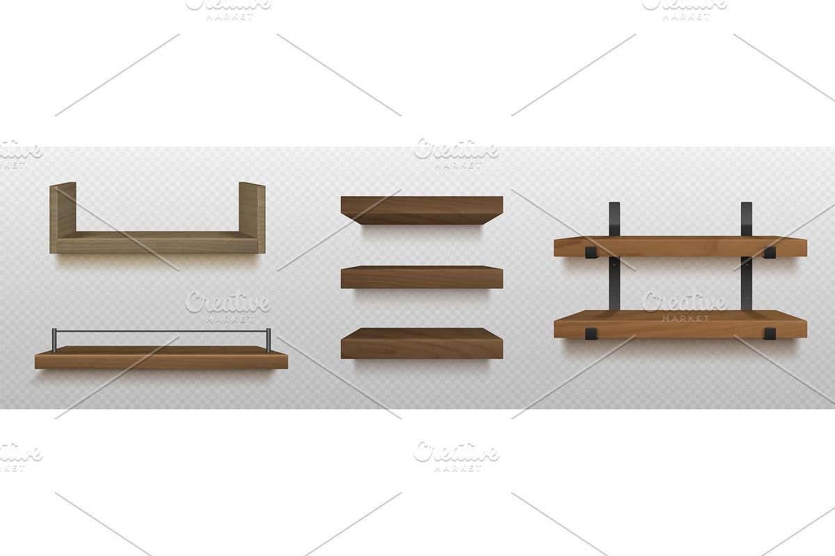 Wooden wall shelf collection, an Object Illustration by art PVP - market