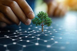 Concept of business teamwork and network with small tree, a Photo by AlyaAnd