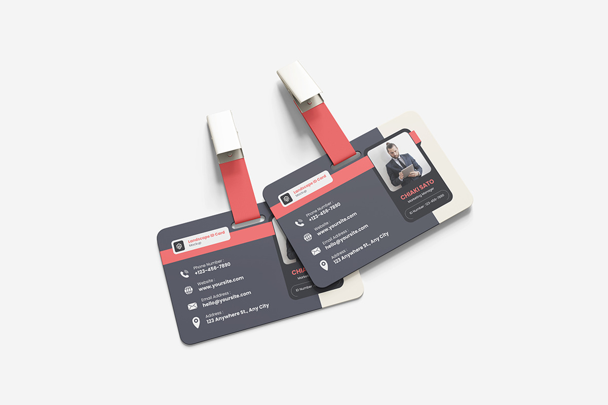 Landscape ID Card Mockup, a Mockup by Indah (Photo 3 of 6)