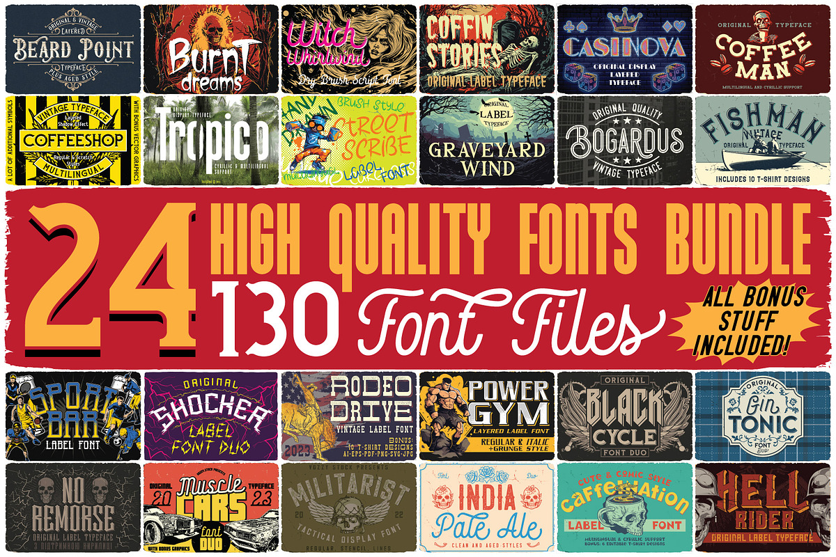 Vozzy Font Bundle | 24 typefaces, a Symbol Font by Vozzy Vintage Fonts (Photo 1 of 25)