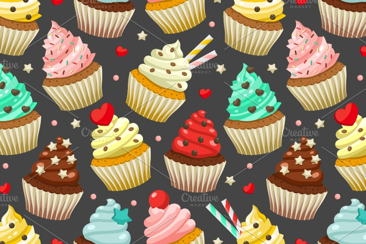 Cupcakes set & patterns, a Pattern Graphic by Primula`s shop (Photo 3 of 7)