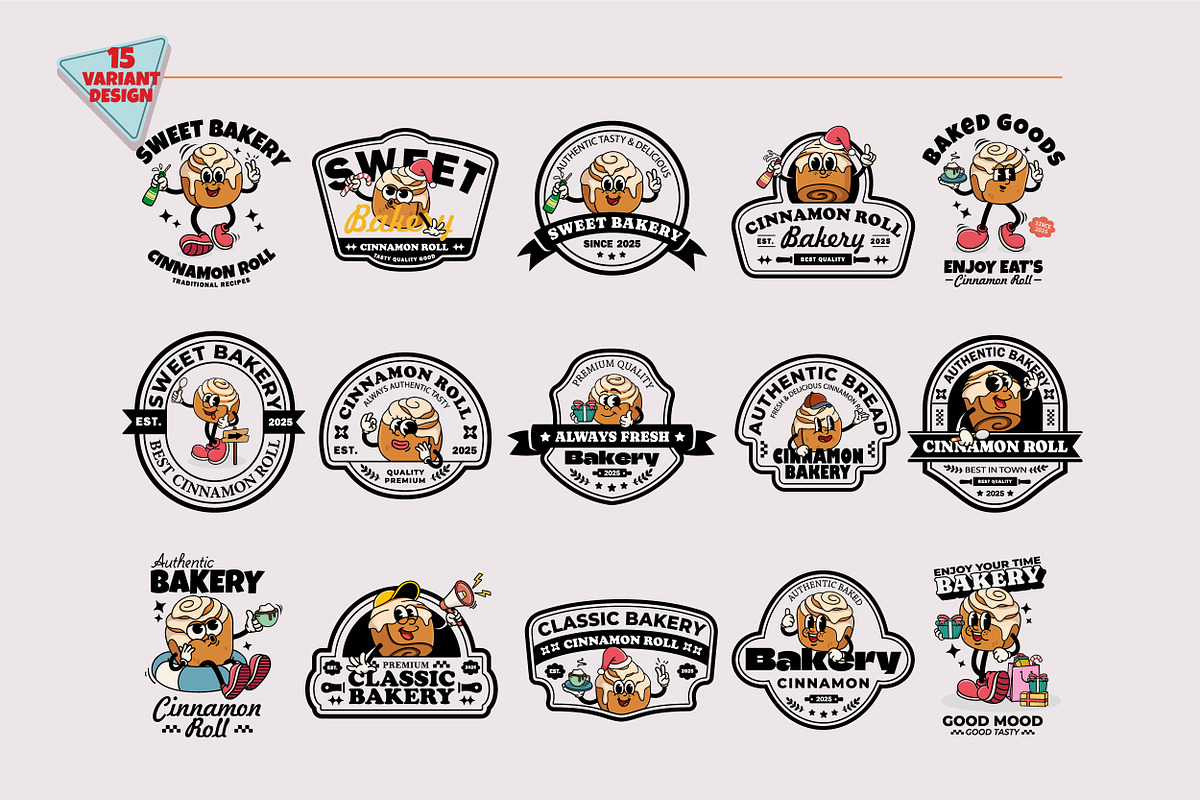 15 Variant Cinnamon Rolls Badges, a Food Illustration by Allmostudio (Photo 2 of 4)