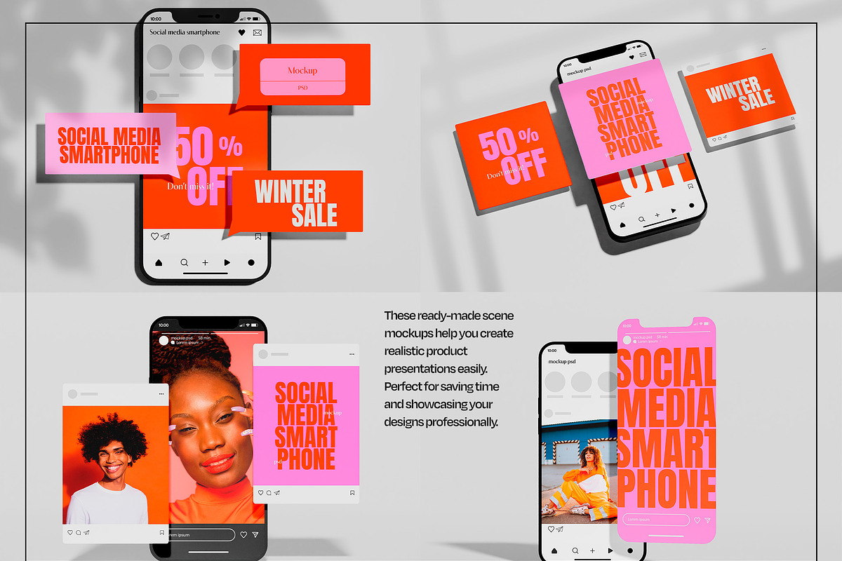 Social Media Smartphone Mockup Set, an iPhone Mockup by Mego-studio (Photo 5 of 6)