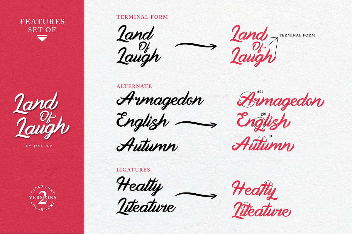Land Of Laugh -Clean & Rough, a Script Font by Java pep (Photo 13 of 20)