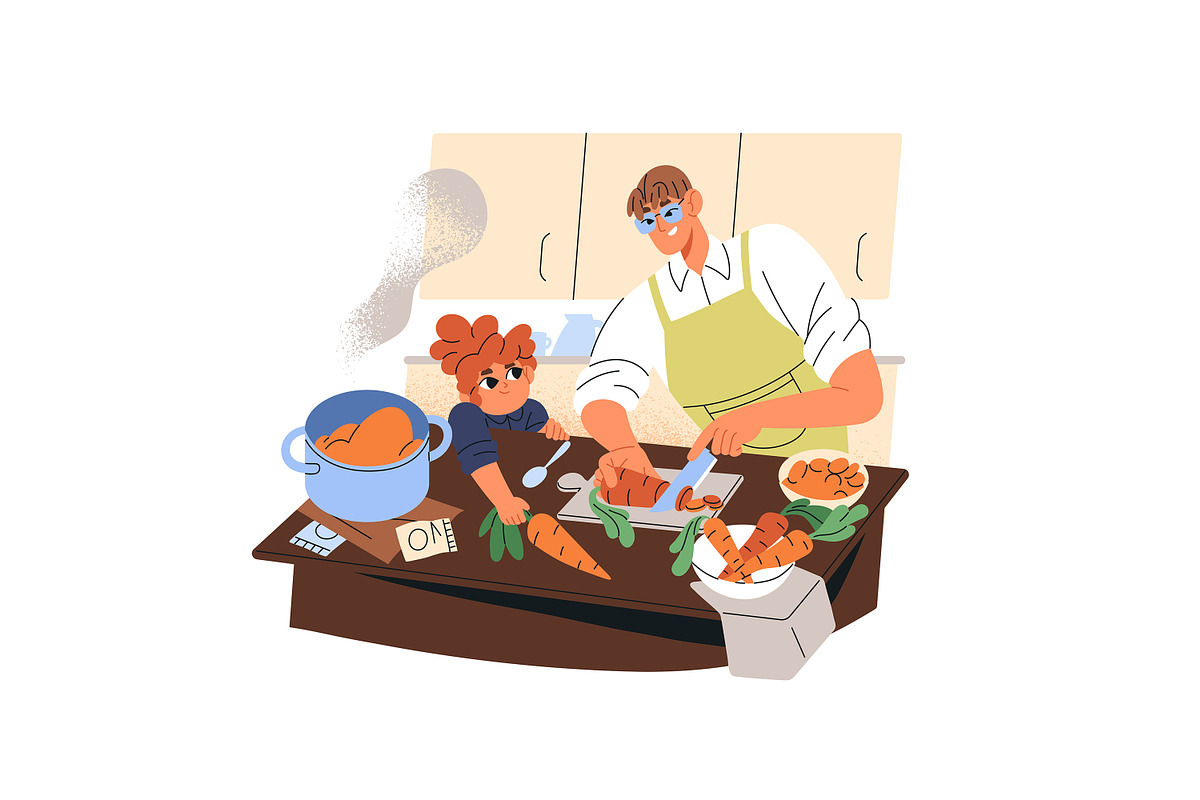 Father spending time with kids set, a Person Illustration by PaperTrident (Photo 9 of 9)