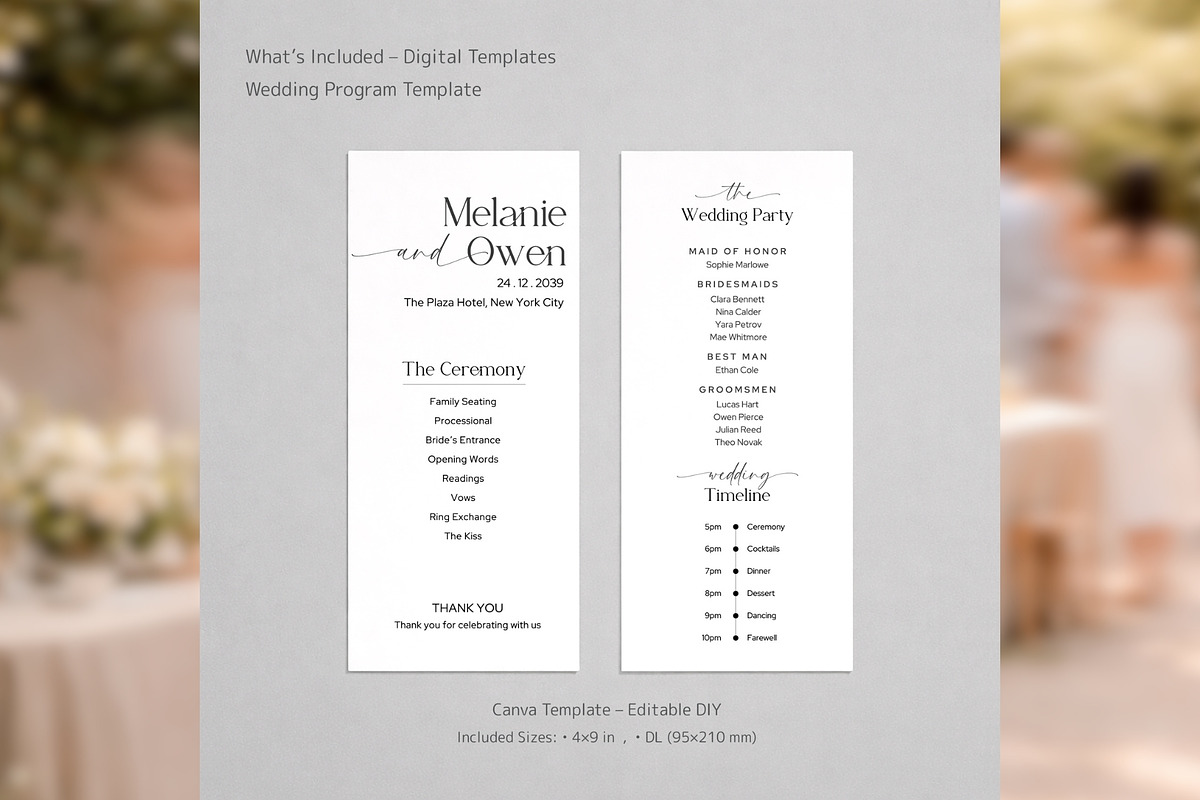 Elegant Wedding Program Canva bd005, a Card Template by TyphoonStudio (Photo 2 of 10)