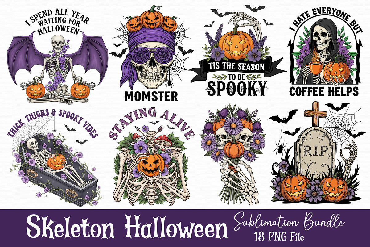 Skeleton Halloween Sublimation, a Work Illustration by Dream Creation (Photo 1 of 20)