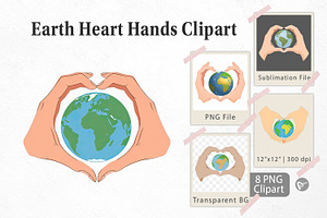 Earth Heart Hands Clipart, a Graphic by Artnoy