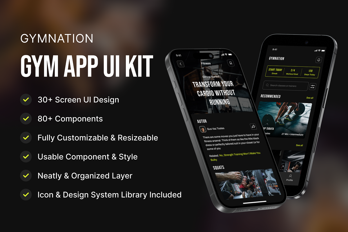 Gymnation - Gym App UI Kit, an App Template by Eureka Supply (Photo 1 of 7)