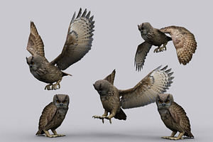 GREAT HORNED OWL fbx only