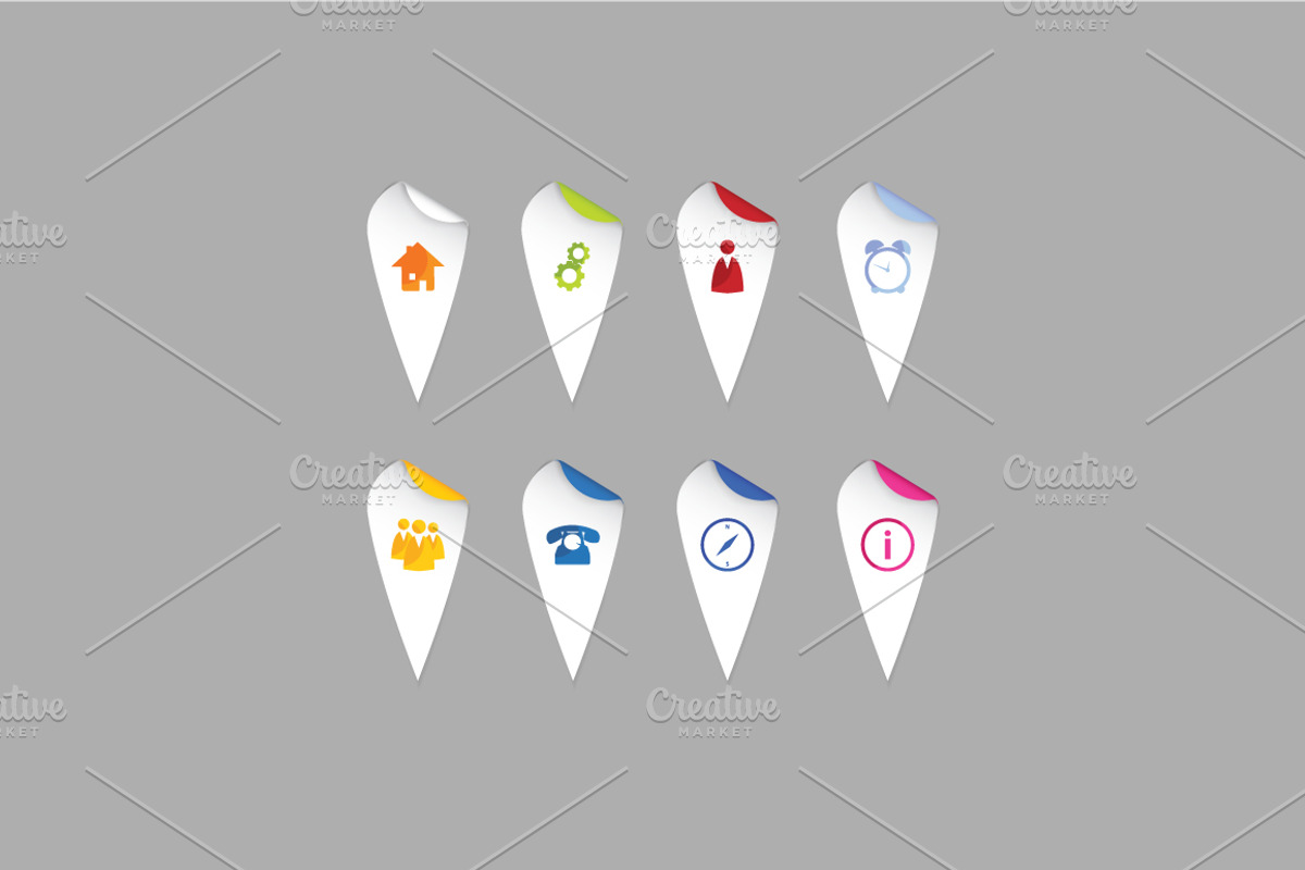 Vector paper marks - pins preview 3