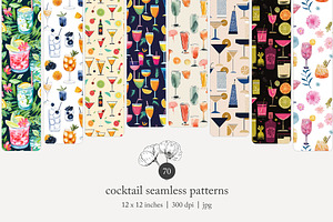 70 cocktails seamless pattern, a Pattern Graphic by Poppy Lane Studio