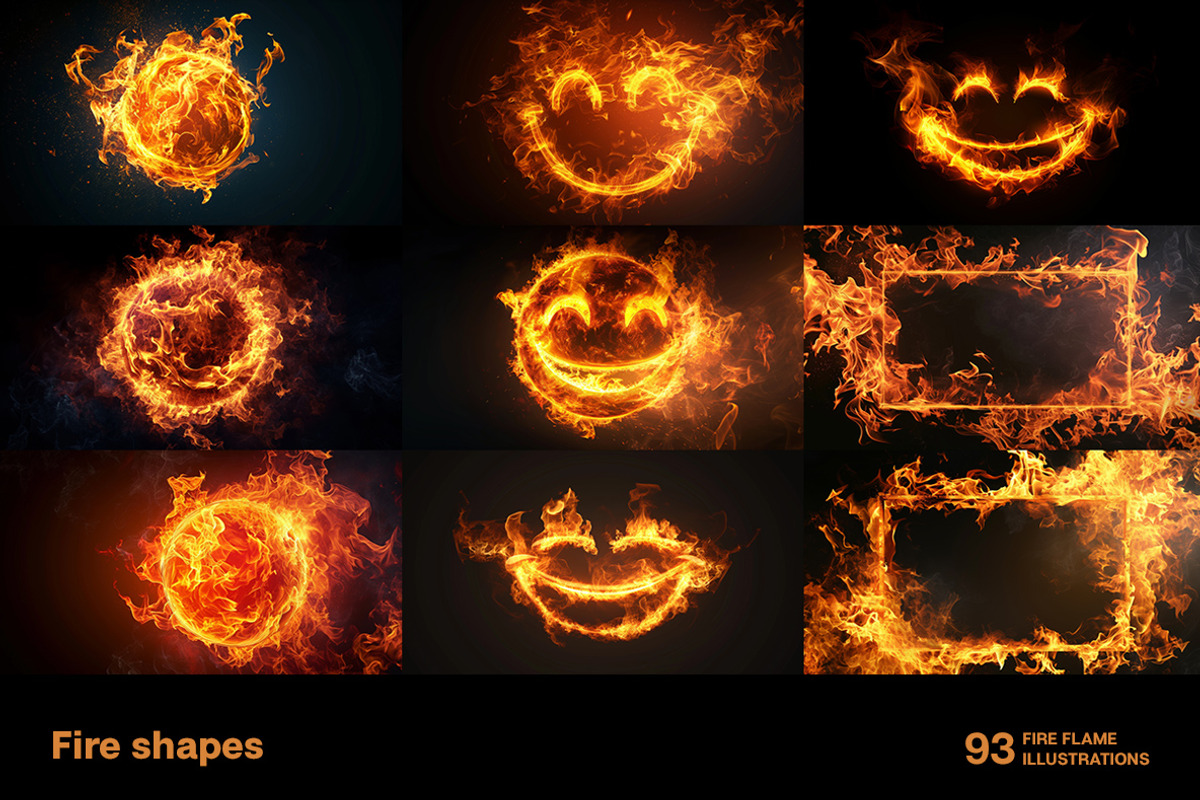 Fire shapes. Collection, an Object Graphic by Handmadefont