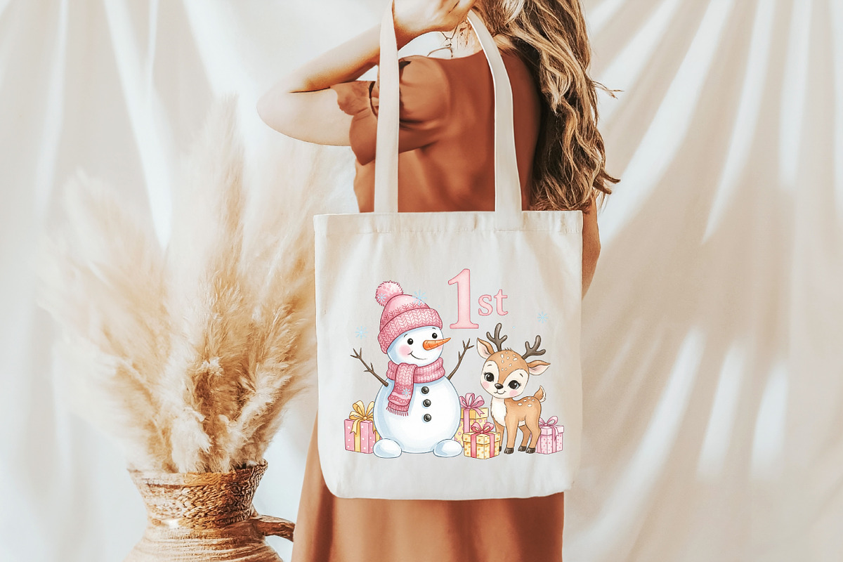 Pink Snowman Baby First Christmas, an Illustration by Craft Nest (Photo 3 of 6)