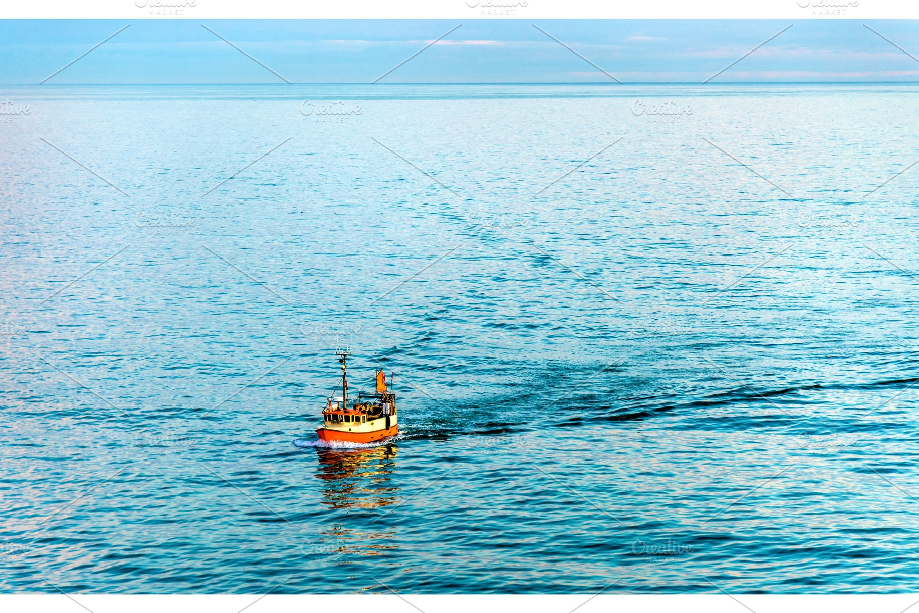 Boat in the Skagerrak Strait near Port of Hirtshals, a Nature Photo by Leonid Andronov