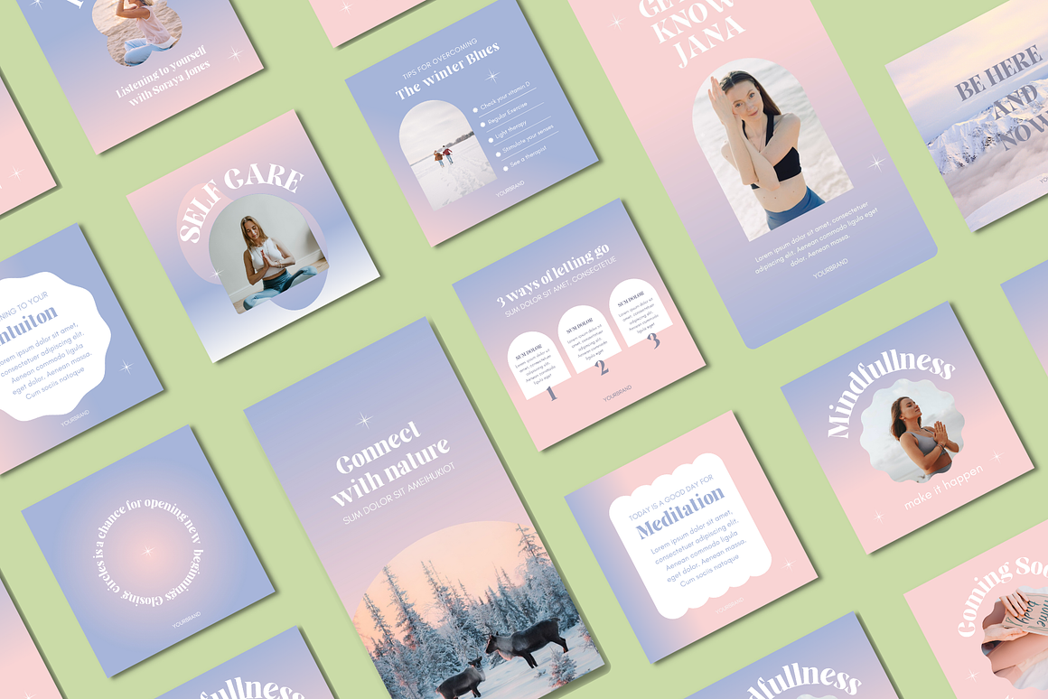 Meditation Wellness Instagram Bundle, a Marketing Template by This shop is closed (Photo 2 of 11)