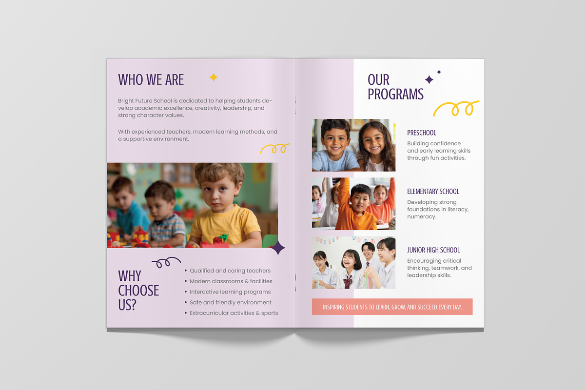 School Admission Bifold Brochure, a Brochure Template by Annora Studio (Photo 2 of 6)
