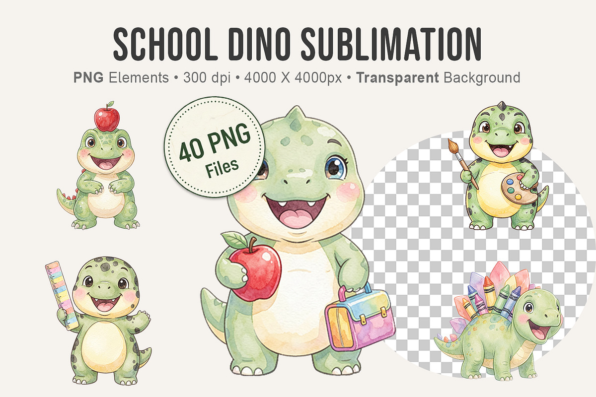 School Dino Sublimation, an Illustration by Artnoy (Photo 1 of 8)